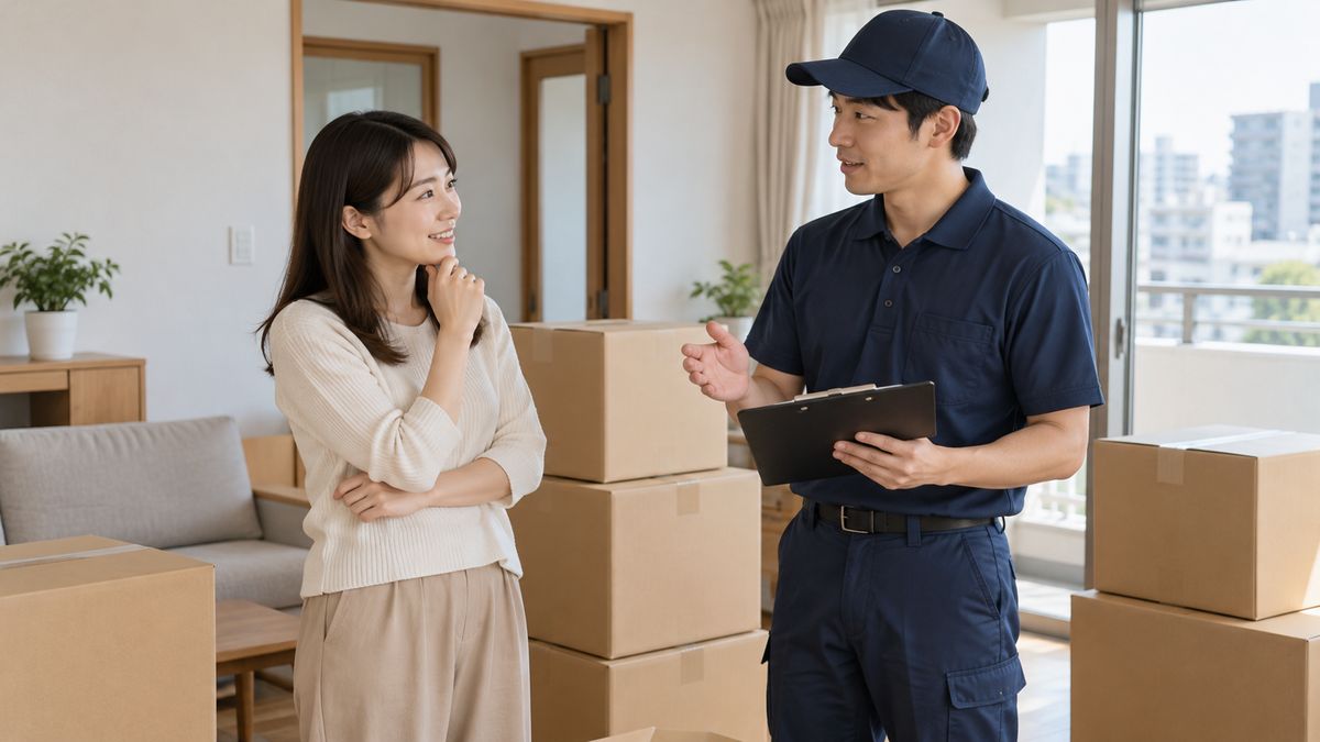 引越しの条件をスタッフと相談するイメージ