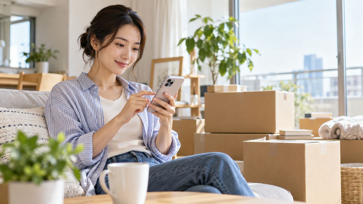 引越しについてスマートフォンで相談するイメージ